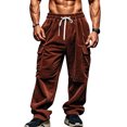thumbnail image 6 of Men's Corduroy Pants Casual Cargo Pants Elastic Drawstring Waist Sweatpants With Pockets, 6 of 9
