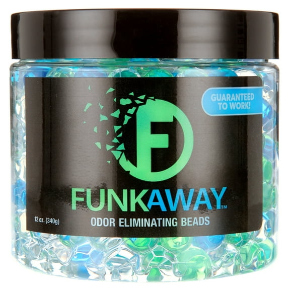 FunkAway Odor Eliminating Beads, 12 oz., Supercharged Odor Absorbing Beads for the House, Car or Gym, Eliminate Smoke, Pet and Bathroom Odors for Long-Lasting Results