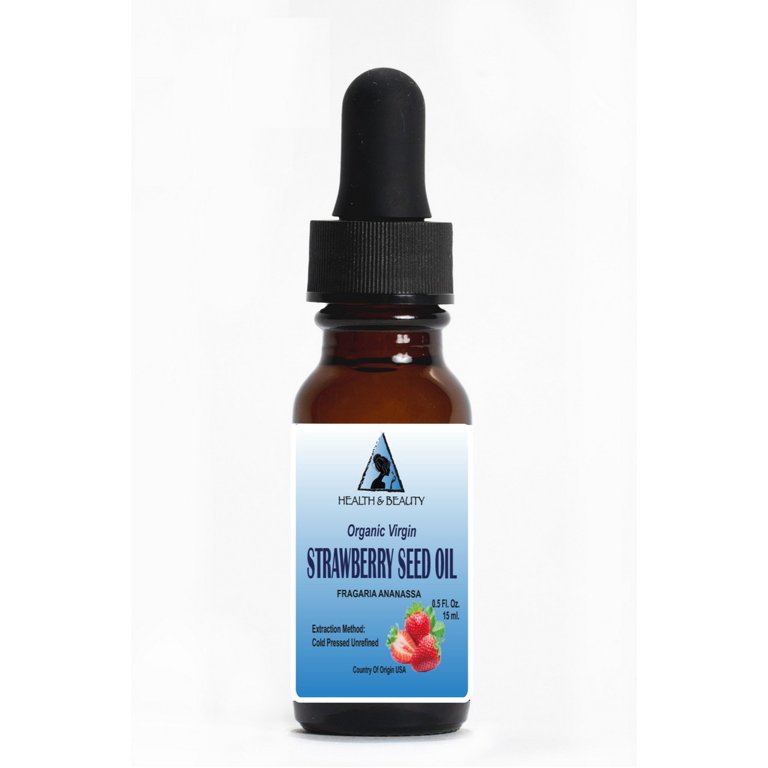 Strawberry seed oil unrefined organic by h&b oils center glass dropper 0.5  oz - Walmart.com