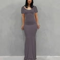 thumbnail image 3 of Birdeem Womens Summer Casual Round Neck Short Sleeve Slimming Solid Dresses, 3 of 4