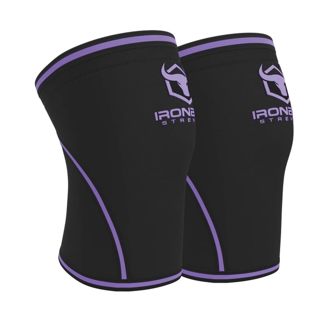 Rodilleras de 7 mm (1 par) - Rodilleras de alto rendimiento para levantamiento de pesas, cross training y powerlifting - Las mejores rodilleras y correas de compresión - para hombres y mujeres (Negro/