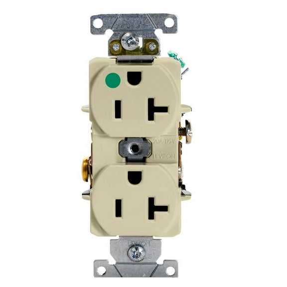 Leviton 8300-HI Duplex Outlet 20Amp Hospital Grade Ivory - 1