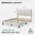 thumbnail image 2 of Novilla Full Bed Frame Upholstered Platform Full Size Bed Frame with Adjustable Headboard, Strong Weight Capacity, No Box Spring Needed, Easy Assembly, White, 2 of 7