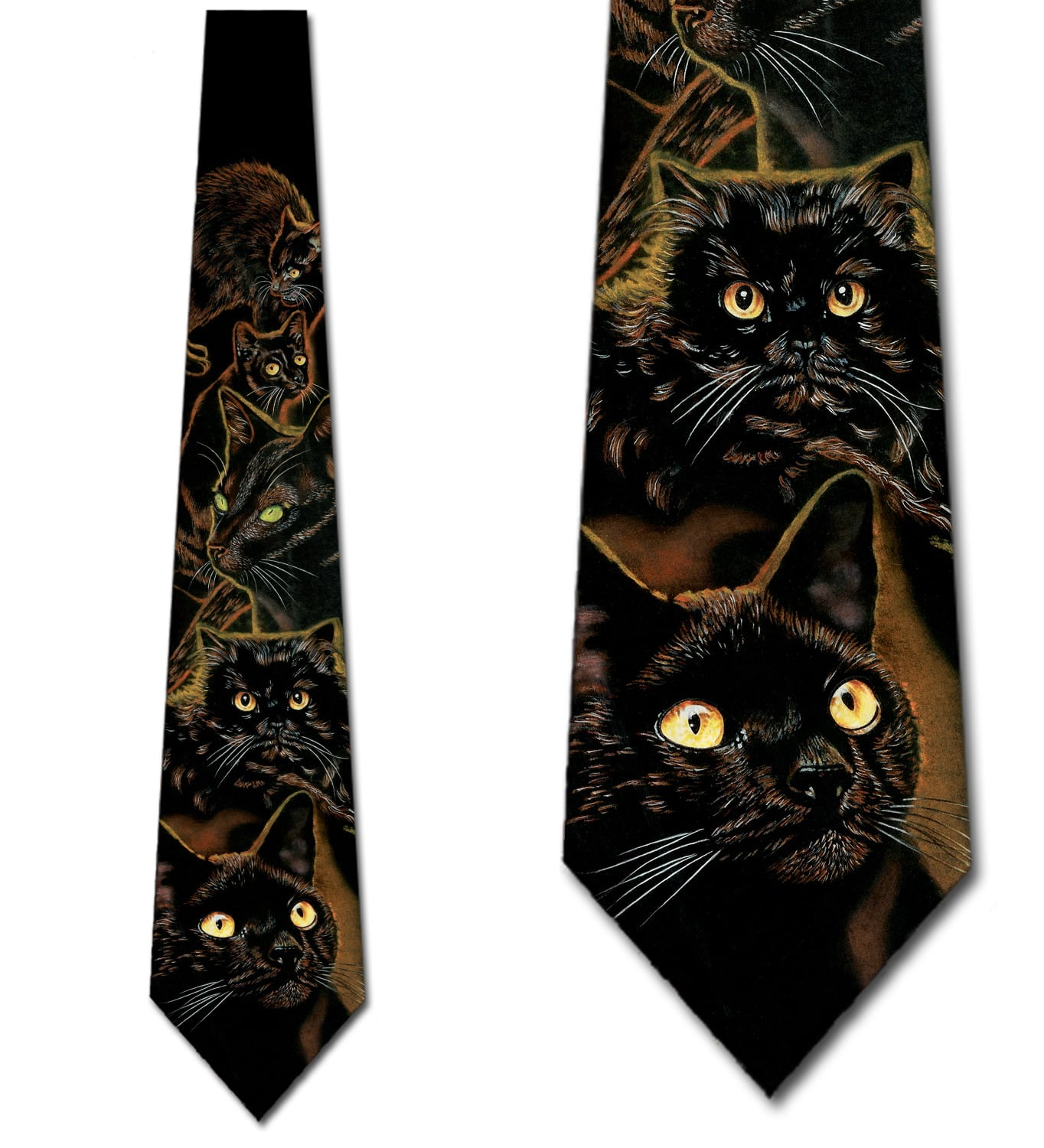 Black Cat Ties Mens Animal Cats Necktie