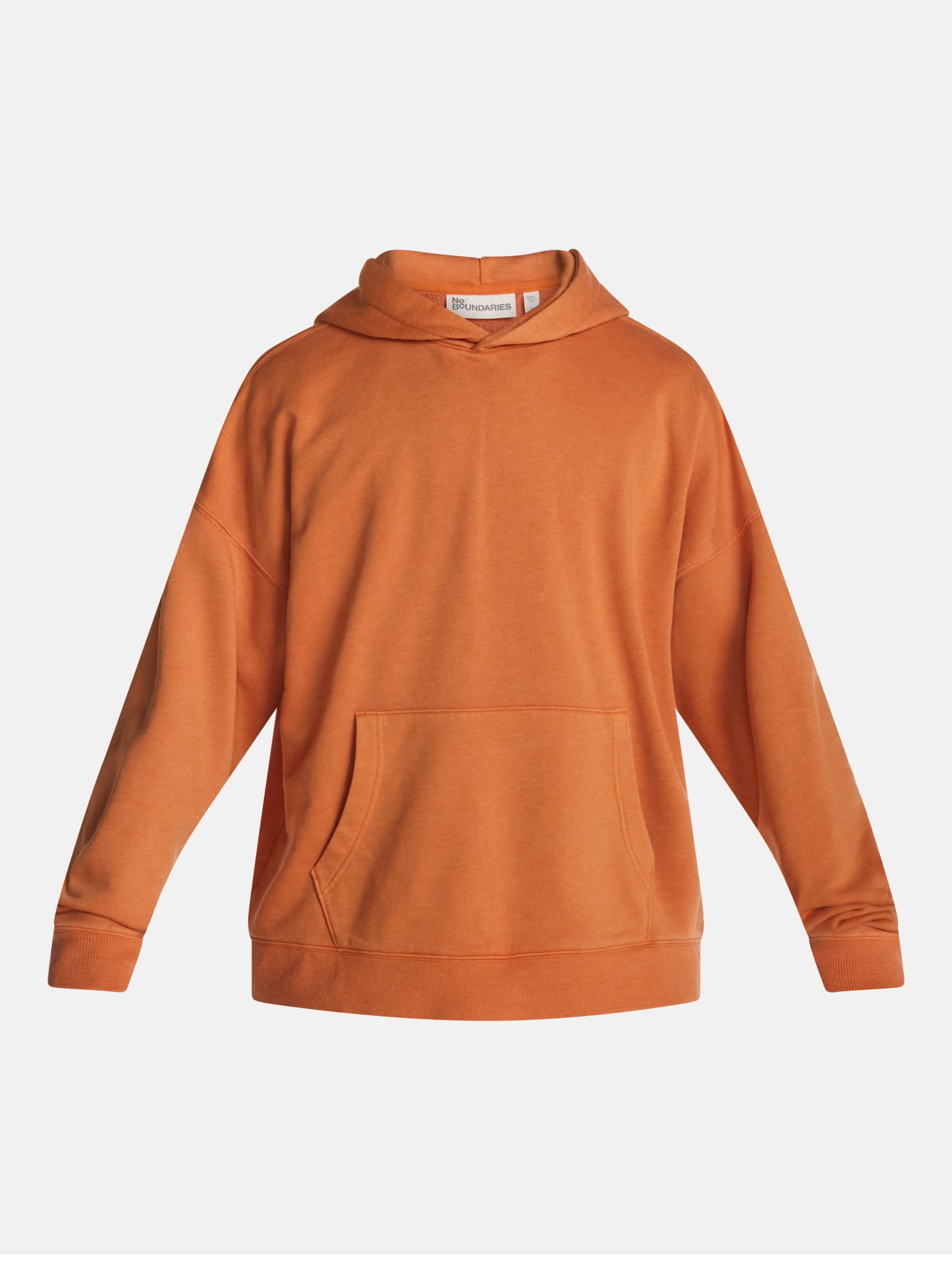 No Boundaries Boxy Fit Oversized Fleece Hoodie with Long Sleeves, Men's XS-4XLT
