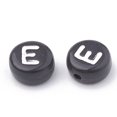 thumbnail image 1 of Opaque Acrylic Beads Horizontal Hole Alphabet Style Flat Round Letter.E 7x4mm Hole: 1.5mm about 370pcs/50g, 1 of 2