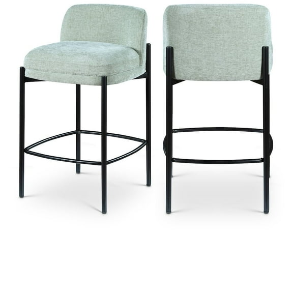 Meridian Furniture Burton Mint Chenille Fabric Stool (Set of 2)