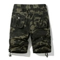thumbnail image 4 of QQAMB Men Cargo Shorts Elastic Waist Cotton Camo Print Casual Outdoor Cargo Shorts with Multi-pocket Button Zipper Khaki XS, 4 of 8