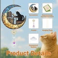 thumbnail image 4 of Black Cat and Bookshelf Suncatcher - Black Cat Reading a Book on The Moon Suncatcher, Book Ornament with Crystal Suncatcher, Cat Memorial Gifts for Loss of Cat, Gift for Book Lovers and Cat Lovers., 4 of 9