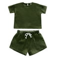 thumbnail image 3 of WOYY Toddler Girls Cotton Linen Outfits Short Sleeves T-Shirt & Shorts Set, Sizes 4-5T, 3 of 3