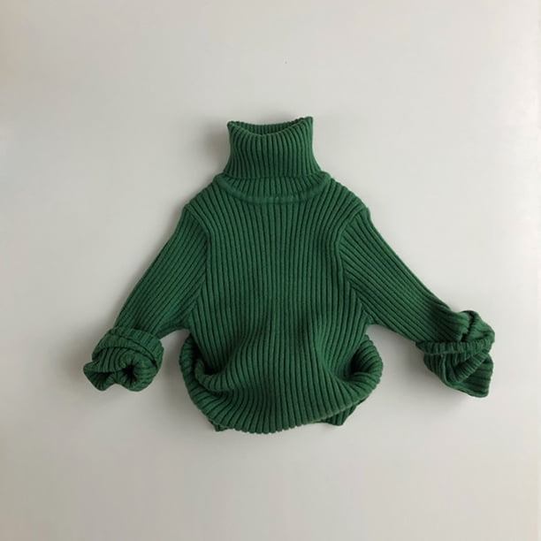 MILANCEL Suéteres para niños Suéter sólido para niñas Suéter breve para niños Suéter de cuello alto Prendas de punto Tan Jianjun unisex