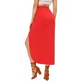 thumbnail image 3 of Unique Bargains Jupe Longue Maxi Décontractée à Taille Élastique Fendue Rouge m, 3 of 7