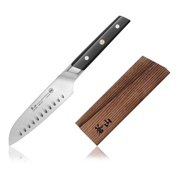 TC Series 1021165 Swedish 14C28N Steel Forged 5-Inch Santoku Knife and Wood Sheath Set