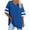 Blue, variant on cfhntfmh Womens Oversized T-Shirts Fashion V Neck Half Sleeve Loose Basic Shirts Casual Baggy Striped Tunic Tops