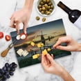 thumbnail image 4 of Nature Cutting Board, Landscape with Traditional Famous Dutch Windmills on Background near Canal Photo, Decorative Tempered Glass Cutting and Serving Board, Small Size, Orange Blue, by Ambesonne, 4 of 5