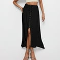 thumbnail image 3 of WQQZJJ Fashion Women's Skirts, Solid Color Button Drawstring Skirt, Summer Casual Split Sexy Mid-length Skirt, 3 of 8