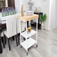 thumbnail image 6 of Origami Foldable Wheeled Portable Solid Wood Top Kitchen Island Bar Cart, White, 6 of 12