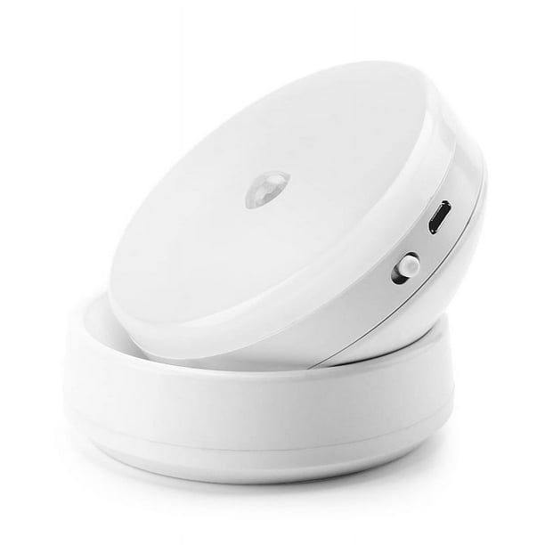 Luz nocturna recargable por USB, luz con sensor corporal LED, base magnética giratoria de 360 grados, luz portátil y móvil para dormitorio, armario, cocina, pasillo, escaleras.
