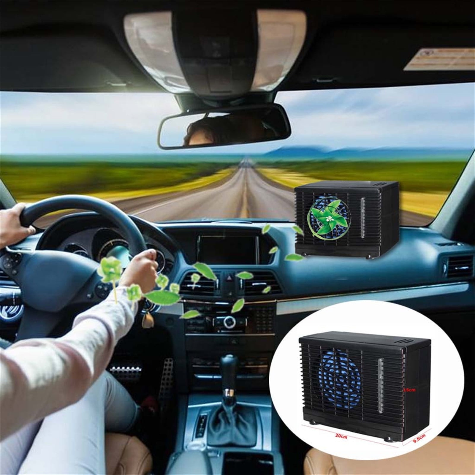 LACKUST 12V Car Conditioning Unit - Portable Mini Air Cooler,Portable Air Conditioners Fan,Desk Air Conditioner for Office Bedroom,Black