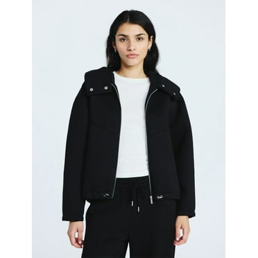 Scoop Women's and Women's Plus Neoprene Fleece Oversized Jacket with Hood, Sizes XS-4X