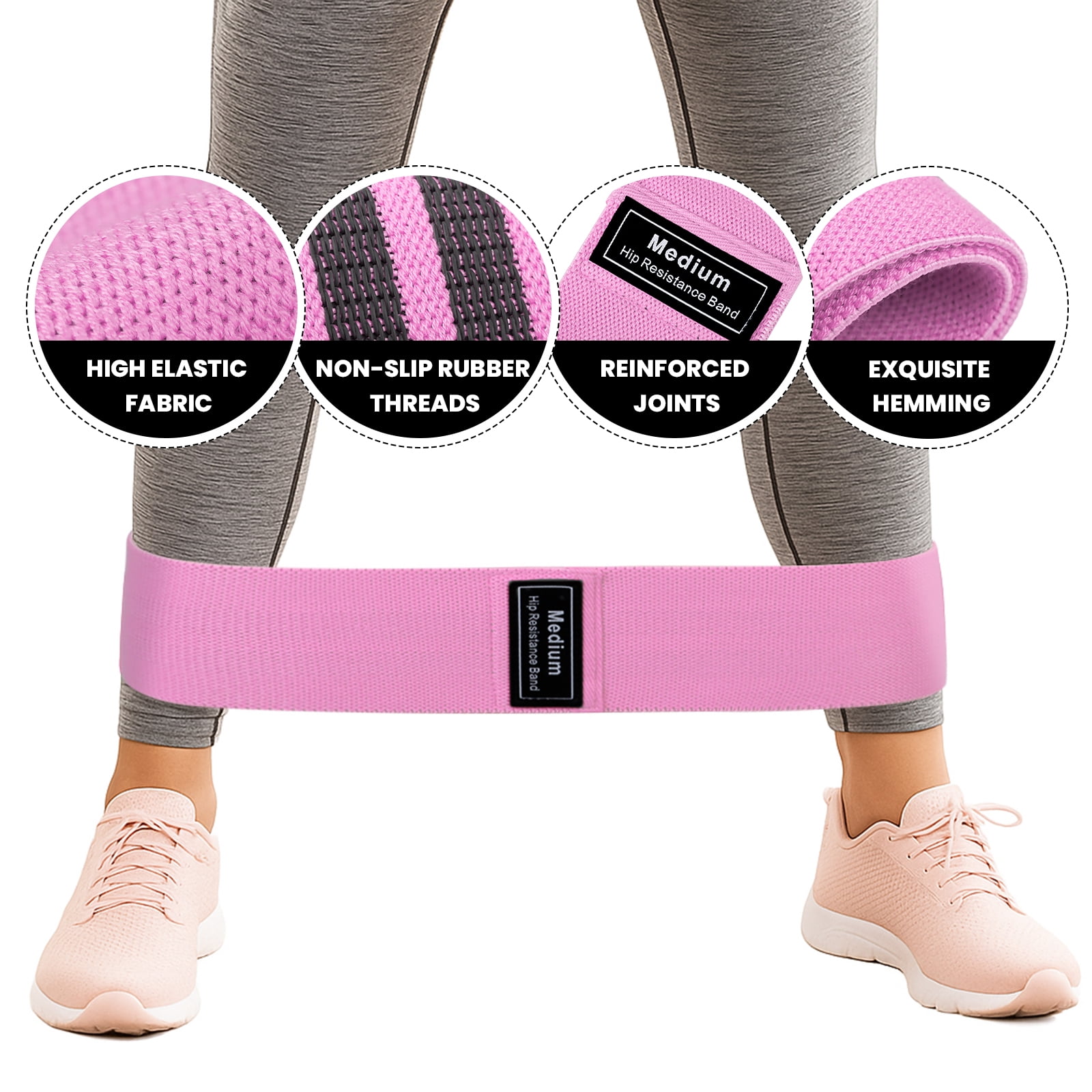 Muka 3 Pcs Resistance Bands Fabric Stretch Bands for Working Out, Elastic Band Loops for Booty Legs Thigh Glute Exercise (Assorted)