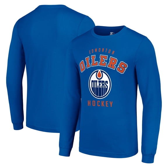 Men's Starter Royal Edmonton Oilers Logo Long Sleeve T-Shirt