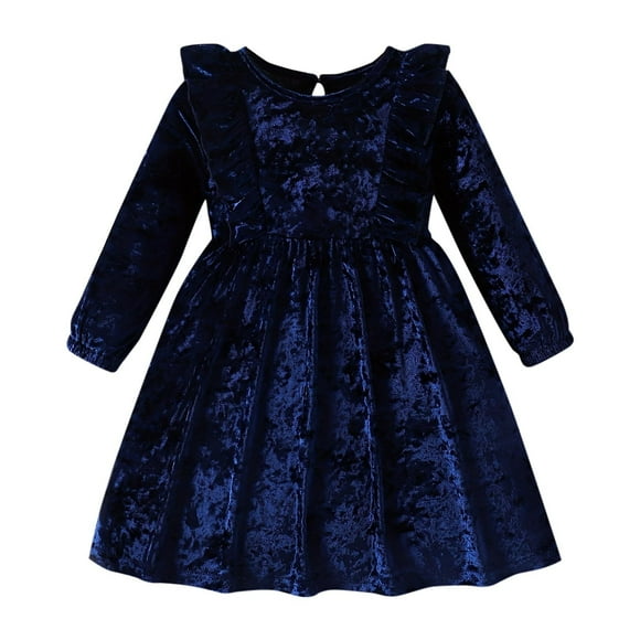 Odeerbi Niñas Otoño Invierno Vestidos de Pana Navidad Vestido de Princesa Con Volantes Manga Larga Cuello Redondo