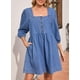 thumbnail image 4 of Vestido vaquero Sidefeel Spring con mangas 3/4, corte holgado, azul claro, 4 of 7