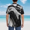 thumbnail image 6 of Goofa Fluid Black White Paint Swirls Hawaiian Shirt for Men, Unisex Summer Beach Casual Short Sleeve Button Down Shirts,Aloha Tropical Floral print shirt-3X-Large, 6 of 9