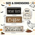 thumbnail image 4 of 4 Pcs Halloween Decorations Table Decor Coffee Ghost Wooden Sign Halloween Tiered Tray Decor Farmhouse Ghost Tabletop Centerpiece Decorative Coffee Bar Block Signs for Home Office Kitchen Shelf, 4 of 6