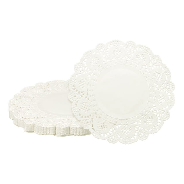 100pcs Doilies de Papel Redondos Desechables de Encaje de 5" Color Blanco