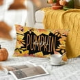 thumbnail image 3 of Fall Hello Pumpkin Throw Lumbar Pillow Cover 12x20 Inch Black Orange Autumn Maple Leaves Farmhouse Harvest Fall Home Decor Pillow Cases Thanksgiving Gifts Pillowslip for Sofa Couch, 3 of 6