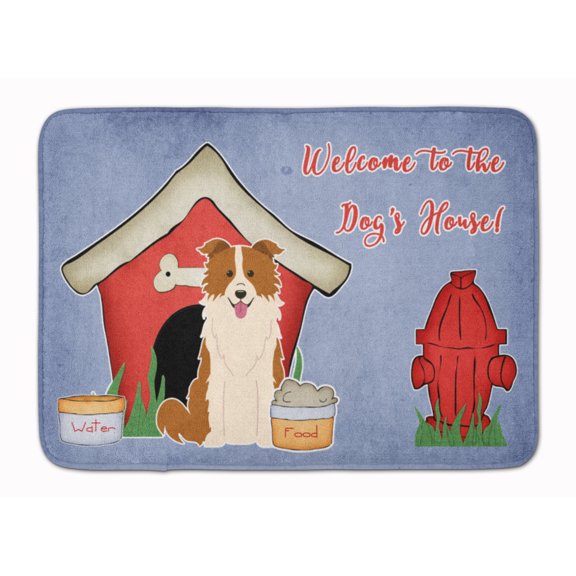 Dog House Collection Border Collie Red White Machine Washable Memory Foam Mat