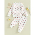 thumbnail image 5 of Suealasg Toddler Girls Spring Clothes 6M 1T 2T 3T Kids Girls Heart Print Long Sleeve Crew Neck Sweatshirt with Elastic Waist Sweatpants 2-piece Valentine's Day Outfits for Baby Girls, 5 of 9