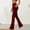 Wine, variant on Women Clothing Trendy Mid Waist Flare Joggers Casual Loose Fit Stretchy Trouser with Pockets Classic Long Pants