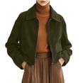 thumbnail image 4 of GUACER Womens Zip Up Short Jackets Fashion Suede Collared Long Sleeve Tops Vintage Fall Winter Casual Crop Coat, 4 of 8