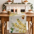 thumbnail image 2 of Table Runner 90 Inches Long for Kitchen Dining, Spring Floral Dresser Scarf Farmhouse, Dining Table Decorations for Wedding/Parties, Watercolor Forsythia Flowers Hummingbirds Beige 13 x 90 In, 2 of 8