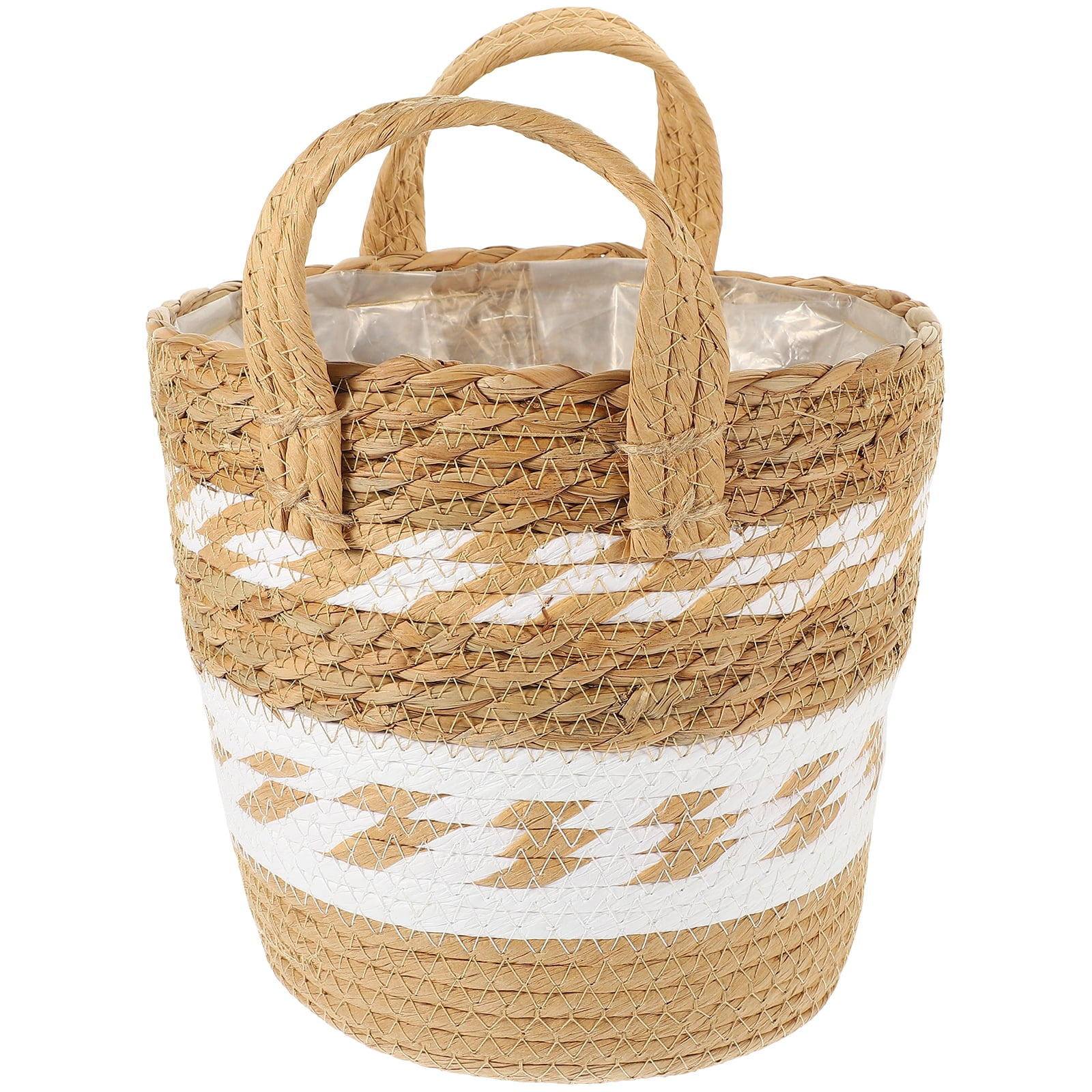 Frcolor Seagrass Basket Planter Flower Pot Storage Basket Plant