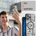 thumbnail image 5 of iPhone 13 Pro Max Phone Case, Compatible with Magsafe Magnetic Cases, Transparent Luxurly Plated Pattern Design for Men Women,Soft Shockproof Camera Lens Protective Back Cover, Black, 5 of 12