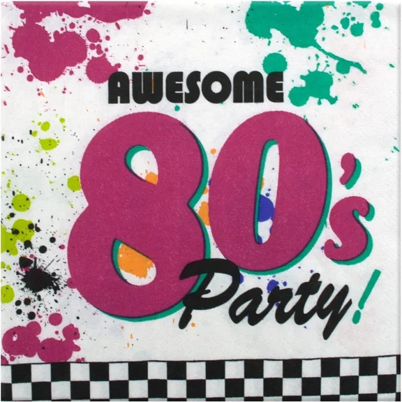 FLINT- 80'S Decades Totally Awesome Retro Theme Party Paper Luncheon Napkins