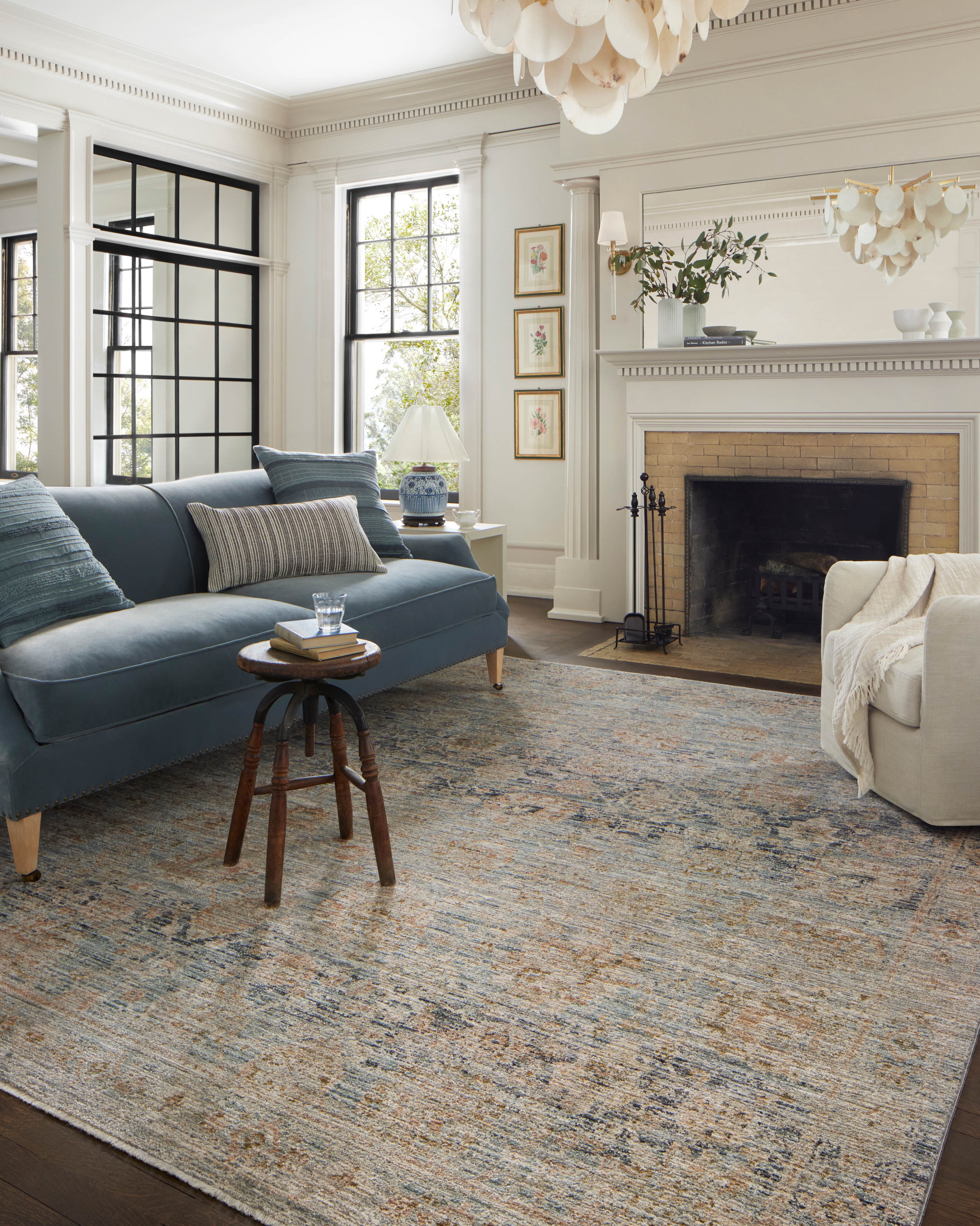 Jean Stoffer x Loloi Katherine Ocean / Coral 3'-6" x 5'-6" Accent Rug