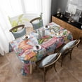 thumbnail image 4 of Spring Gnomes Rectangle Tablecloth, Farmhhouse Floral Botanical Blue Plaid Waterproof & StainResistant Tablecloth, Washable Oil-proof Table Cover for Dining/Party/Wedding/Camping/Buffet 60x102 In, 4 of 9