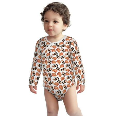 

Fotbe Sushi Roll Pattern Unisex-baby Long-sleeve Bodysuit Long Sleeve Bodysuits One-piece 100% Organic Cotton for Infant Baby Boys Unisex-18 Months