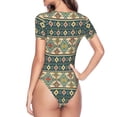 thumbnail image 4 of Haiem Traditional Tribal Aztec1 Women's Crew Neck Short Sleeve Bodysuit Tops Stretchy Slim Basic-X-Large, 4 of 9