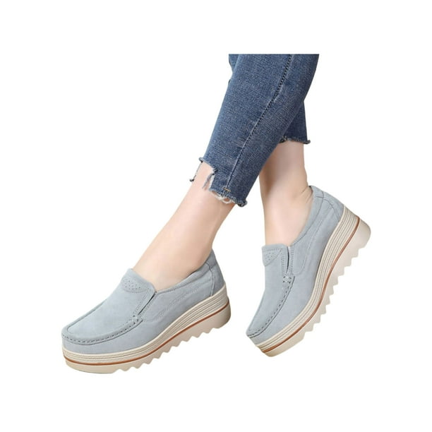 LUXUR Women Shoes Flat Slip On Loafers Casual Sneakers Memory Foam Insoles Wedge Platform Round Toe Suede Gray 6 Walmart Business Supplies