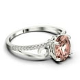 thumbnail image 2 of Gorgeous Art nouvea 1.50 Carat Oval Cut Morganite And Diamond Moissanite Twirled Style Engagement Ring, Wedding Ring in 10k Solid White Gold, Gift For Her Promise Ring, Silver, White Gold, 2 of 3