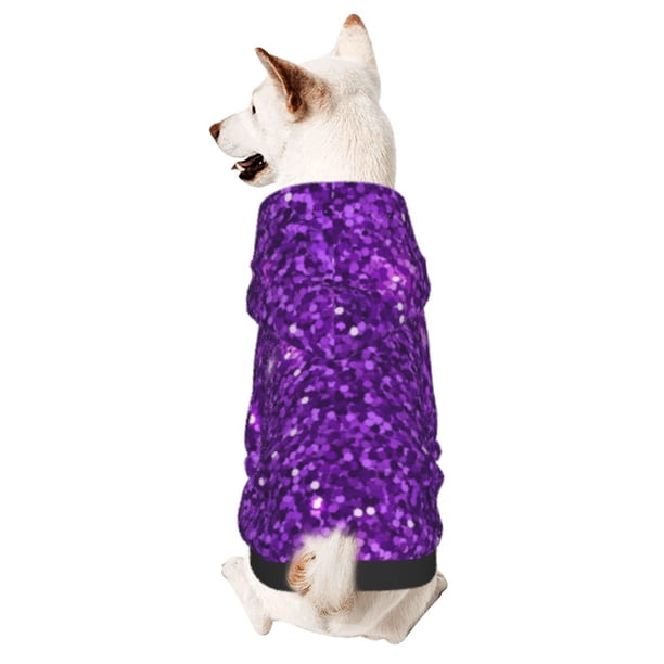 Fotbe Purple Glitter Sudadera con Estampado para Perros Pequeños – Suéter con Capucha para Mascotas, Tela Suave de Forro Polar con Bolsillo-Medium