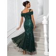 thumbnail image 2 of Dark Green Sequin Embellished Off-Shoulder Mermaid Evening Gown For Wedding Guest Prom Graduation, 2 of 6
