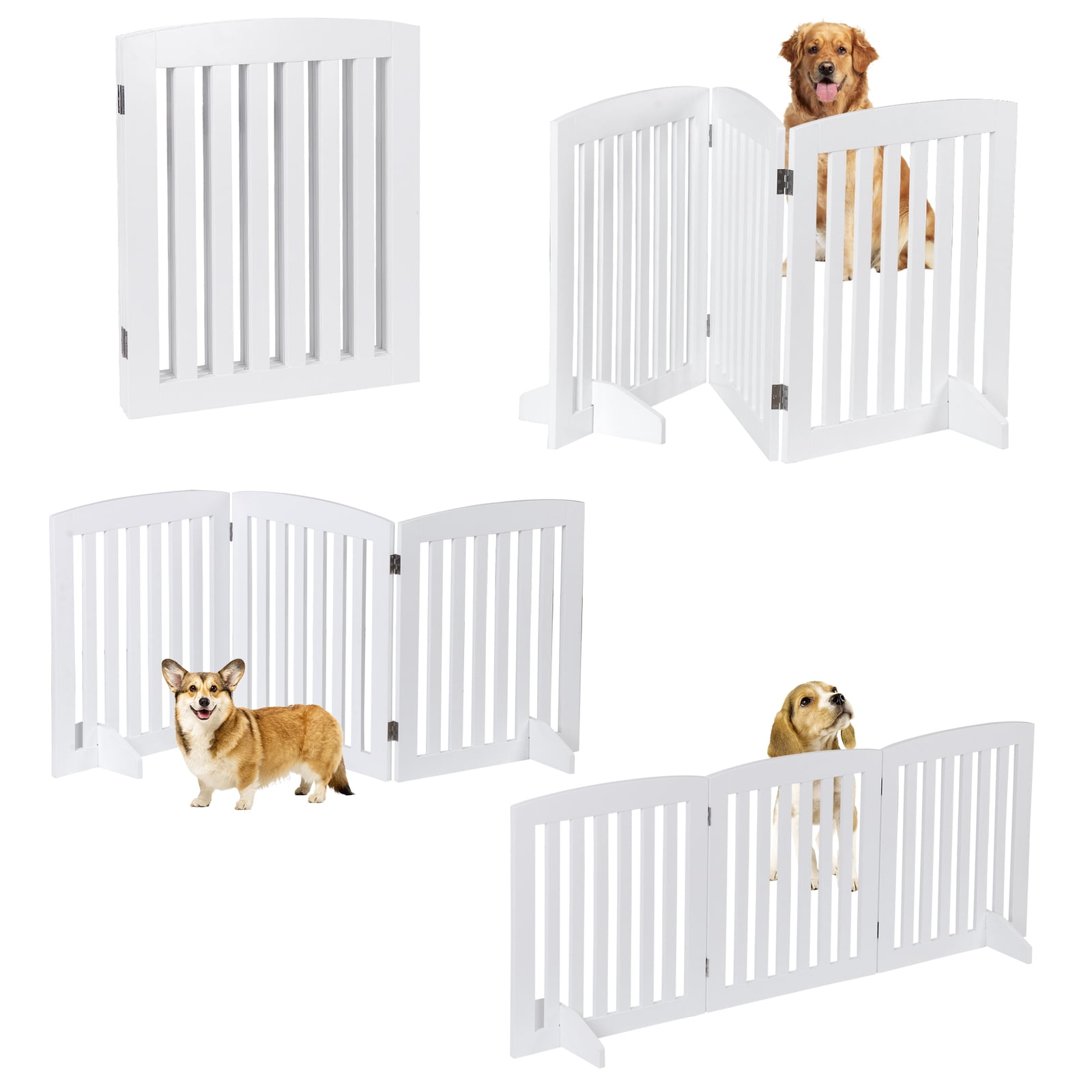 LINJH 24"H Pet Dog Gates Foldable Pet Fence Expandable Dog Barrier for Doorway 3 Panel
