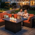 thumbnail image 6 of TANGJEAMER 5 Piece Patio Furniture Set with Fire Pit Table, All Weather Outdoor Sectional PE Rattan, Patio Conversation Sets with Cushions  for Garden Lawn Balcony, Red, 6 of 9